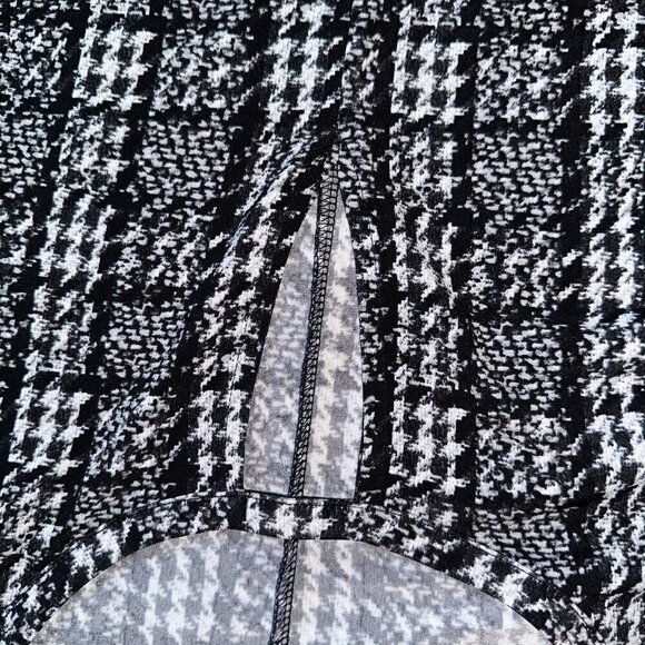 Black White Houndstooth Jacquard Michael Kors Long Sleeve Knee Length Dress L - Picture 6 of 10